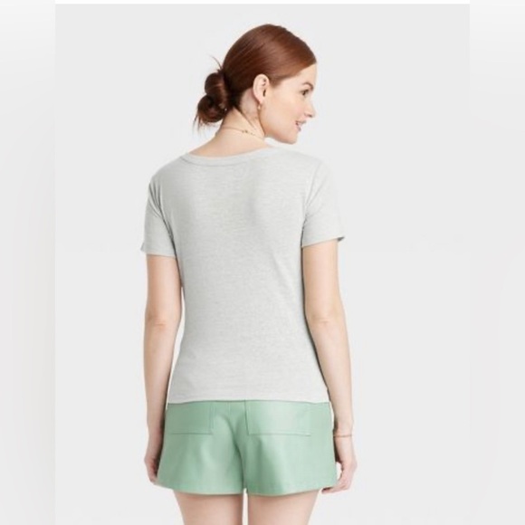 NWT A New Day™ Women's Short Sleeve V-Neck Linen T-Shirt - Picture 2 of 3